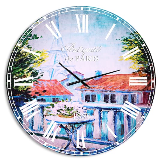 Designart 'Paris Eiffel Tower French Country Wall Clock